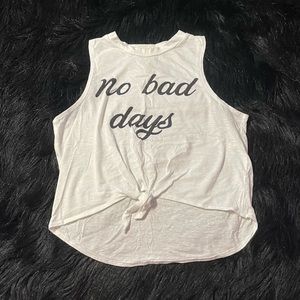 Scotty No Bad Days White Crop Tie Top